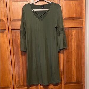 a.n.a Olive Long Sleeve Dress with Bell Sleeves